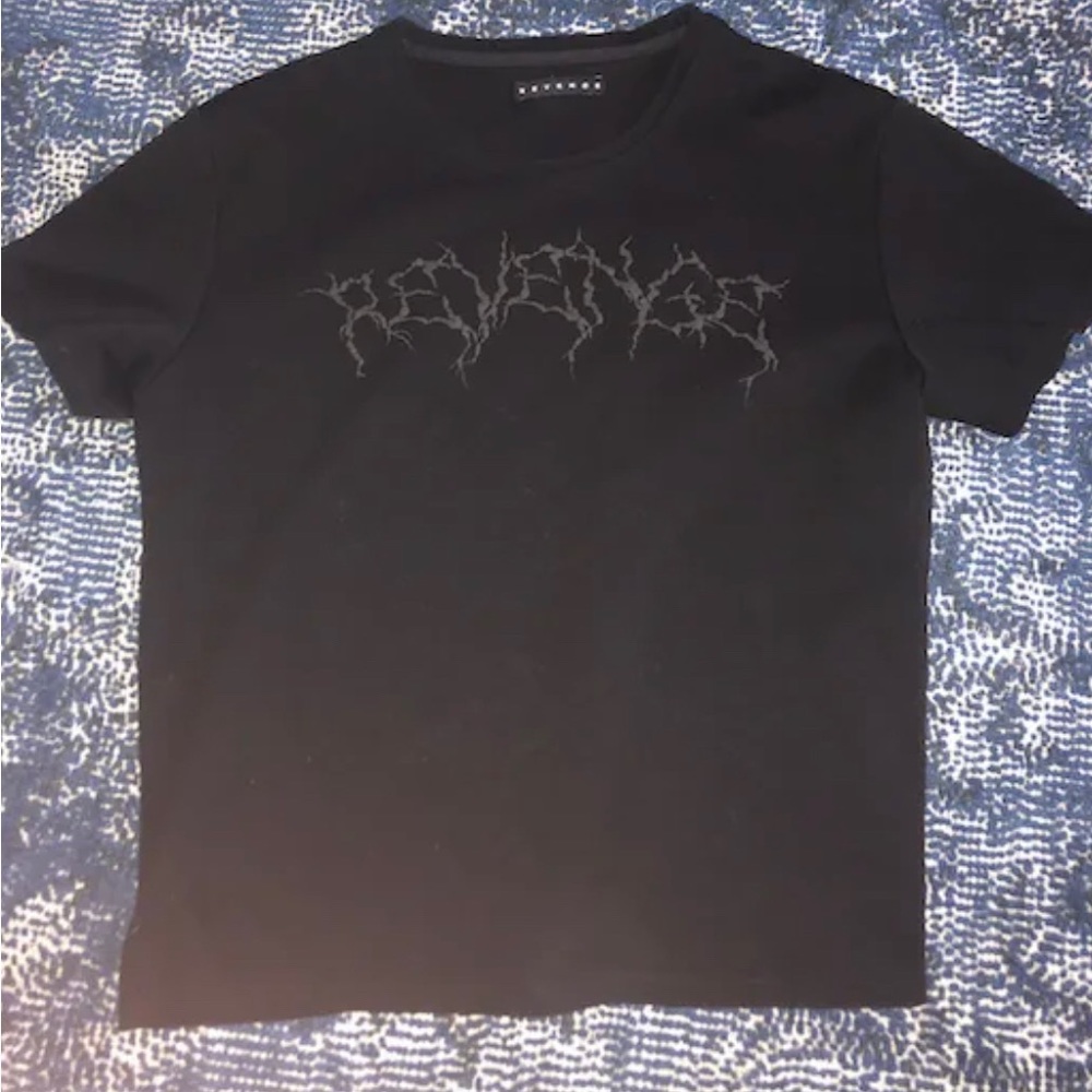 Revenge All Black Puffy Embroidered Tee